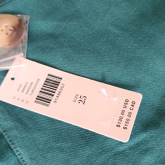 NWT Anthropologie Maeve | Ettie Wide‎ Leg Flare Linen Pants Turquoise Size 25 - Picture 6 of 9